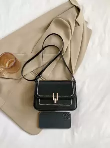 Túi đeo vai nữ mini thời trang thông thường mới Khóa kim loại màu đỏ - màu đen - Xem 7