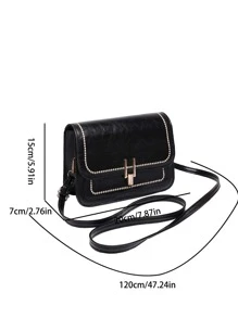 Túi đeo vai nữ mini thời trang thông thường mới Khóa kim loại màu đỏ - màu đen - Xem 3