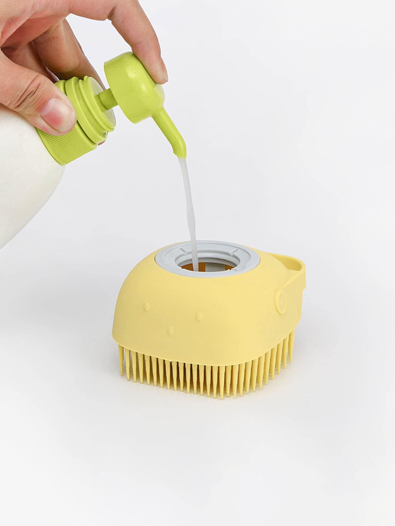 1 件矽膠身體淋浴按摩刷，不含洗髮水肥皂凝膠分配器，浴室洗髮水按摩器 - 彩色 - 查看 1