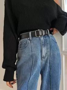 DAZY Cinturón con hebilla cuadrada - Negro - Ver 1