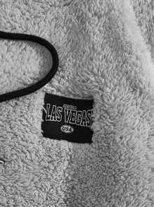 Manfinity VCAY Men Patched Detail Drawstring Flannel Hoodie - Grey - View 4