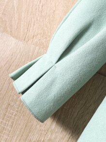 Girls 1pc Lapel Neck Double Button Overcoat - Mint Green - View 3