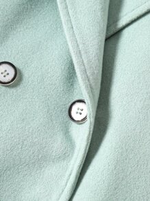 Girls 1pc Lapel Neck Double Button Overcoat - Mint Green - View 4