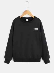 SHEIN Boys Reflective Bear Print Drop Shoulder Sweatshirt - Black - View 3