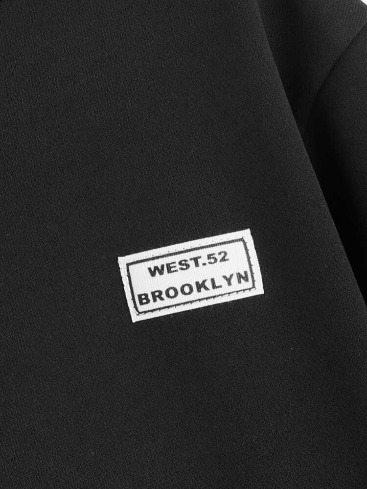 SHEIN Boys Reflective Bear Print Drop Shoulder Sweatshirt - Black - View 5