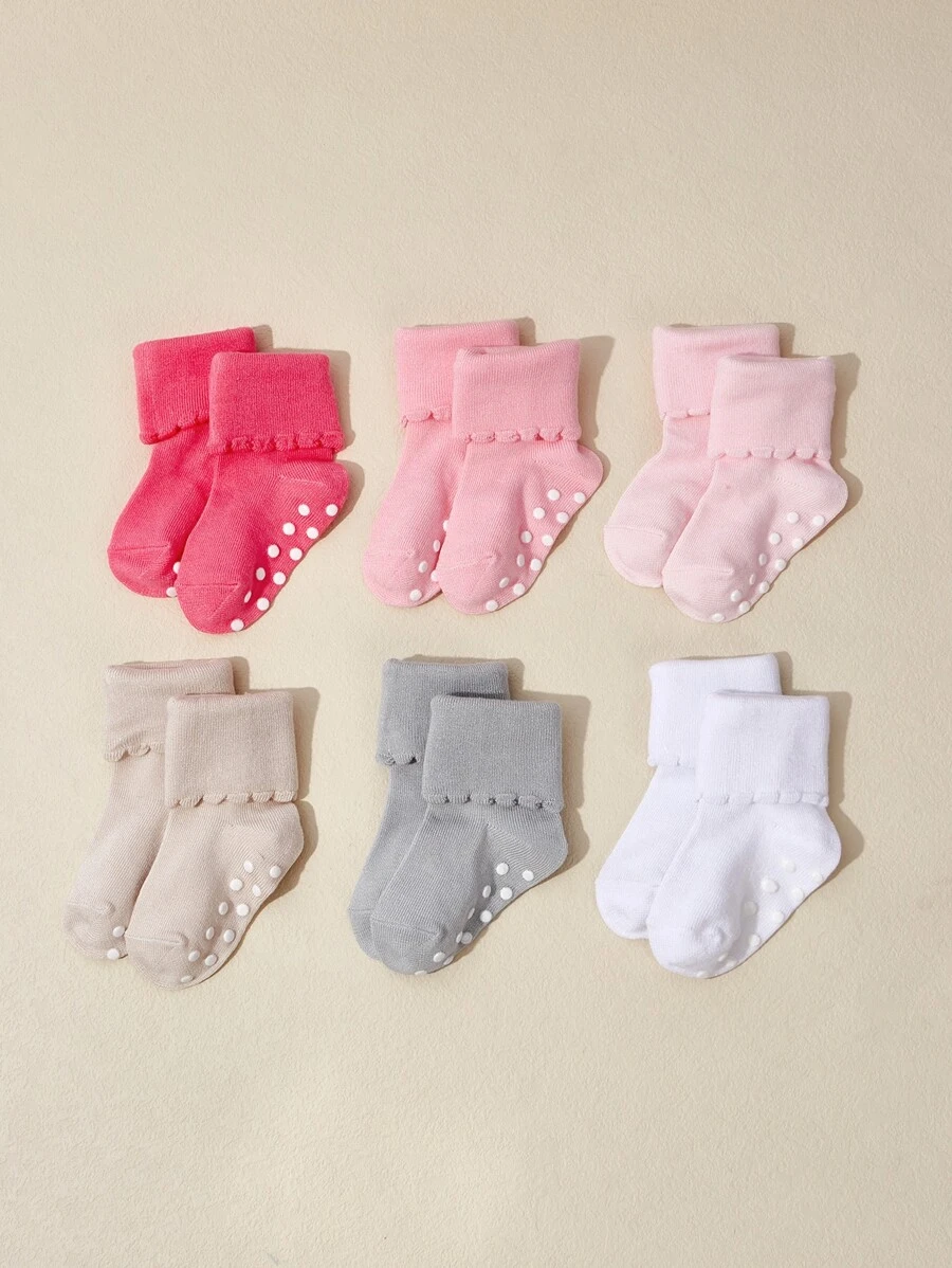 6pairs Baby Solid Socks