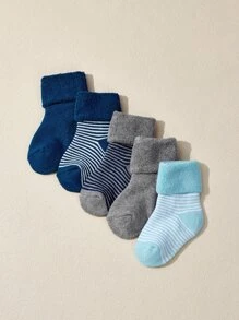 5雙嬰兒條紋圖案襪子 - 彩色 - 查看 2