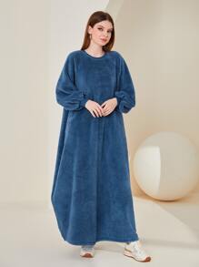 Mulvari 燈籠袖絨毛衛衣洋裝