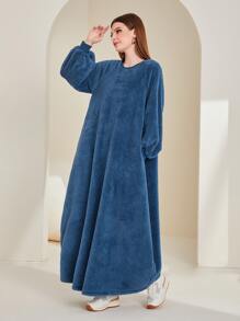 Mulvari 燈籠袖絨毛衛衣洋裝