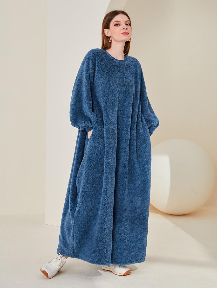 Mulvari 燈籠袖絨毛衛衣洋裝