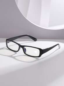 方形塑料电脑/游戏/电视/手机灯眼镜，时尚无度数眼镜框，可减轻眼疲劳 - 黑色 - 查看 2