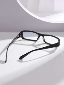方形塑料电脑/游戏/电视/手机灯眼镜，时尚无度数眼镜框，可减轻眼疲劳 - 黑色 - 查看 3