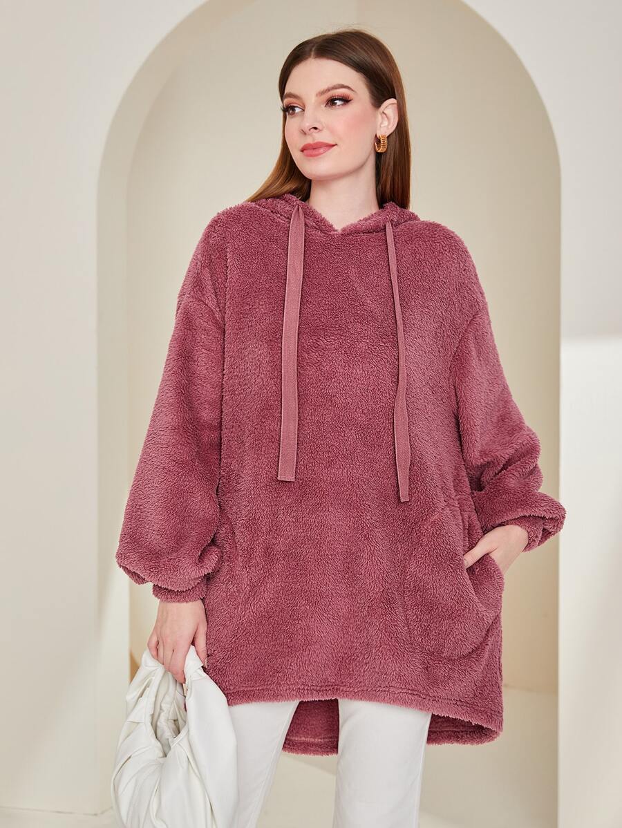 Seusyu Capucha de hombros caídos bajo irregular con cordón - Color caoba - Ver 1