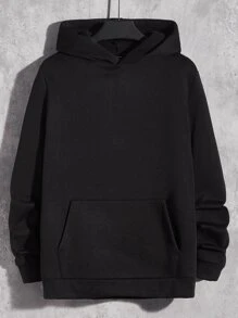 Manfinity RebelGame Men Slogan Graphic Kangaroo Pocket Drawstring Thermal Hoodie - Black - View 3