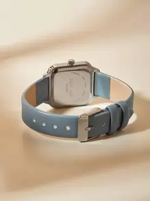 1 chiếc Đồng hồ thạch anh da PU màu xanh đơn giản và thanh lịch dành cho nữ JULYSKY, thích hợp để làm quà tặng đi lại hàng ngày và ngày lễ - Màu xanh lam - Xem 2