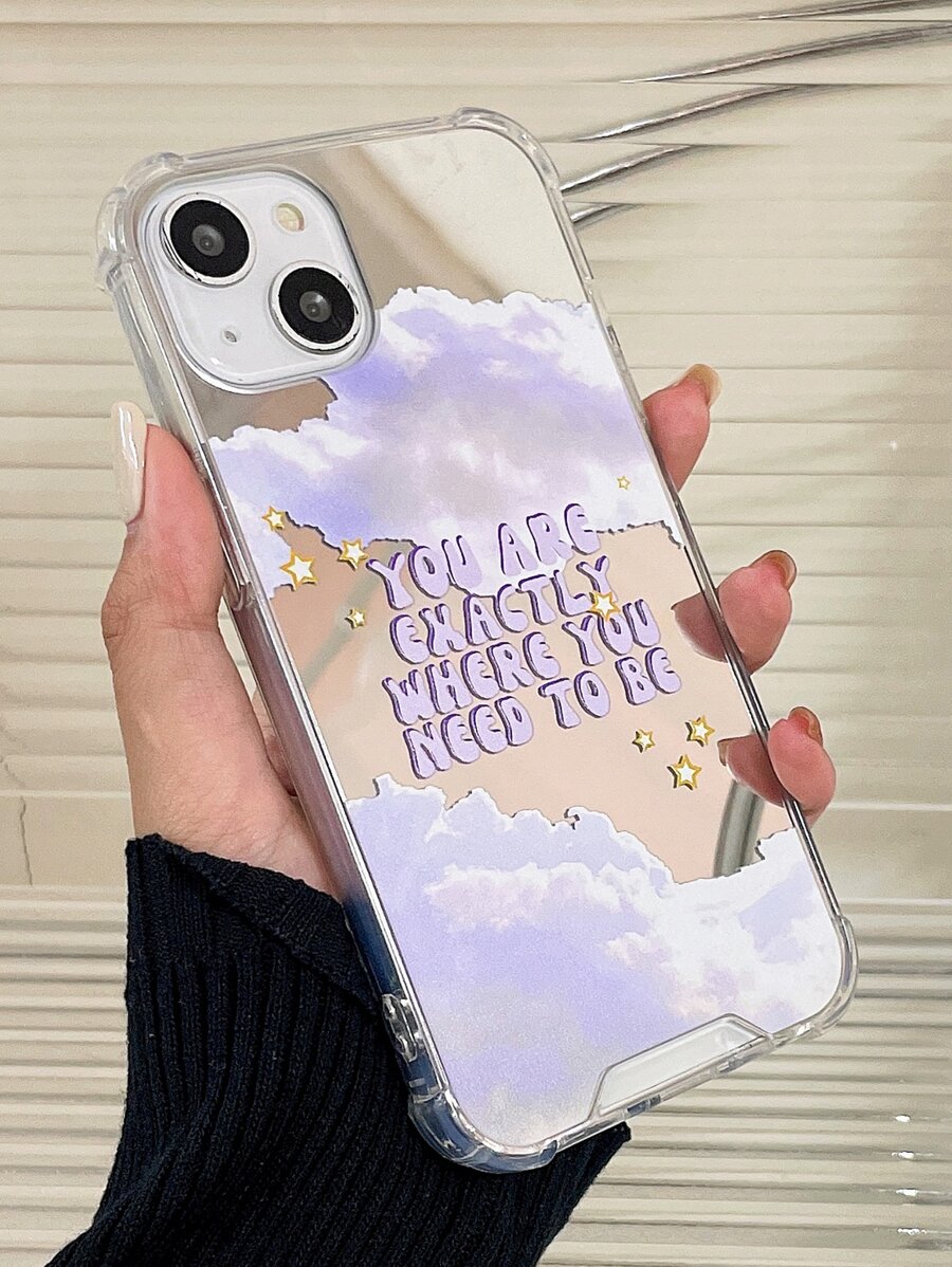 Slogan Graphic Mirror Case Điện thoại - Nhiều màu - Xem 1