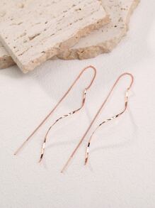 Nooxian Minimalist Threader Earrings - Rose Gold - View 5