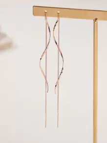 Nooxian Minimalist Threader Earrings - Rose Gold - View 3