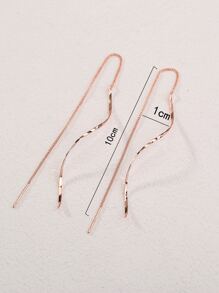 Nooxian Minimalist Threader Earrings - Rose Gold - View 7