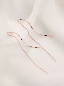 Nooxian Minimalist Threader Earrings - Rose Gold - View 8