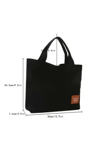 Letter Patch Decor Shopper Bag - Black - View 3