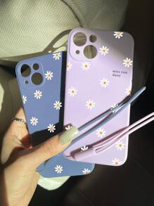 2pcs Flower Print Phone Case With Lanyard - Multicolor - View 2