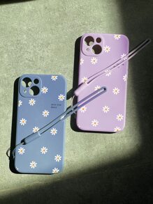 2pcs Flower Print Phone Case With Lanyard - Multicolor - View 3