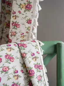 Bubaba 1 pieza Cortina opaca con patrón de flor de rosa, estilo bohemio, con flecos, apropiada para sala de estar, dormitorio, cocina, comedor, hotel, cafetería, decoración de vacaciones, uso en el hogar durante todo el año - Multicolor - Ver 7