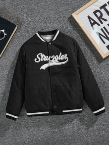 SHEIN Tween Boy 字母图案泰迪熊衬里夹棉大衣