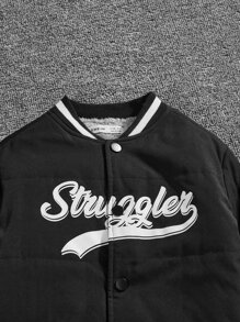 SHEIN Tween Boy 字母图案泰迪熊衬里夹棉大衣