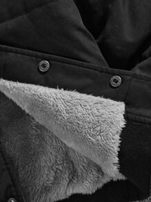 SHEIN Tween Boy 字母图案泰迪熊衬里夹棉大衣