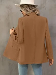 Chiquease Double Breasted Lapel Neck Blazer - Brown - View 2