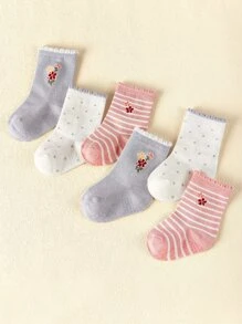 3 đôi tất trẻ em họa tiết ren hoa - Nhiều màu - Xem 3