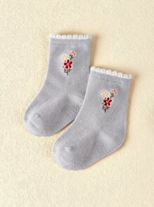 3 đôi tất trẻ em họa tiết ren hoa - Nhiều màu - Xem 7