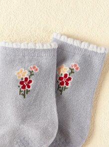 3 đôi tất trẻ em họa tiết ren hoa - Nhiều màu - Xem 8