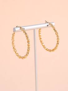 Hollow Out Hoop Earrings - Yellow Gold - View 2