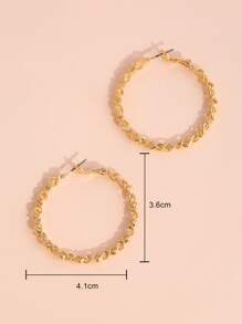 Hollow Out Hoop Earrings - Yellow Gold - View 4