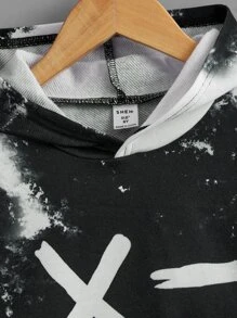 SHEIN 秋冬款青少年男孩休闲扎染印花连帽衫