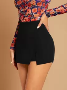 SHEIN Privé 下擺開叉素色裙裤