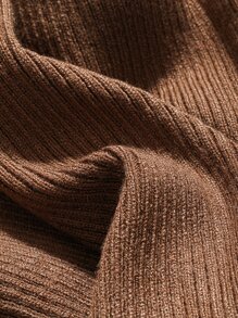 DAZY Colourblock Ribbed Knit Jumper - Brown - View 3