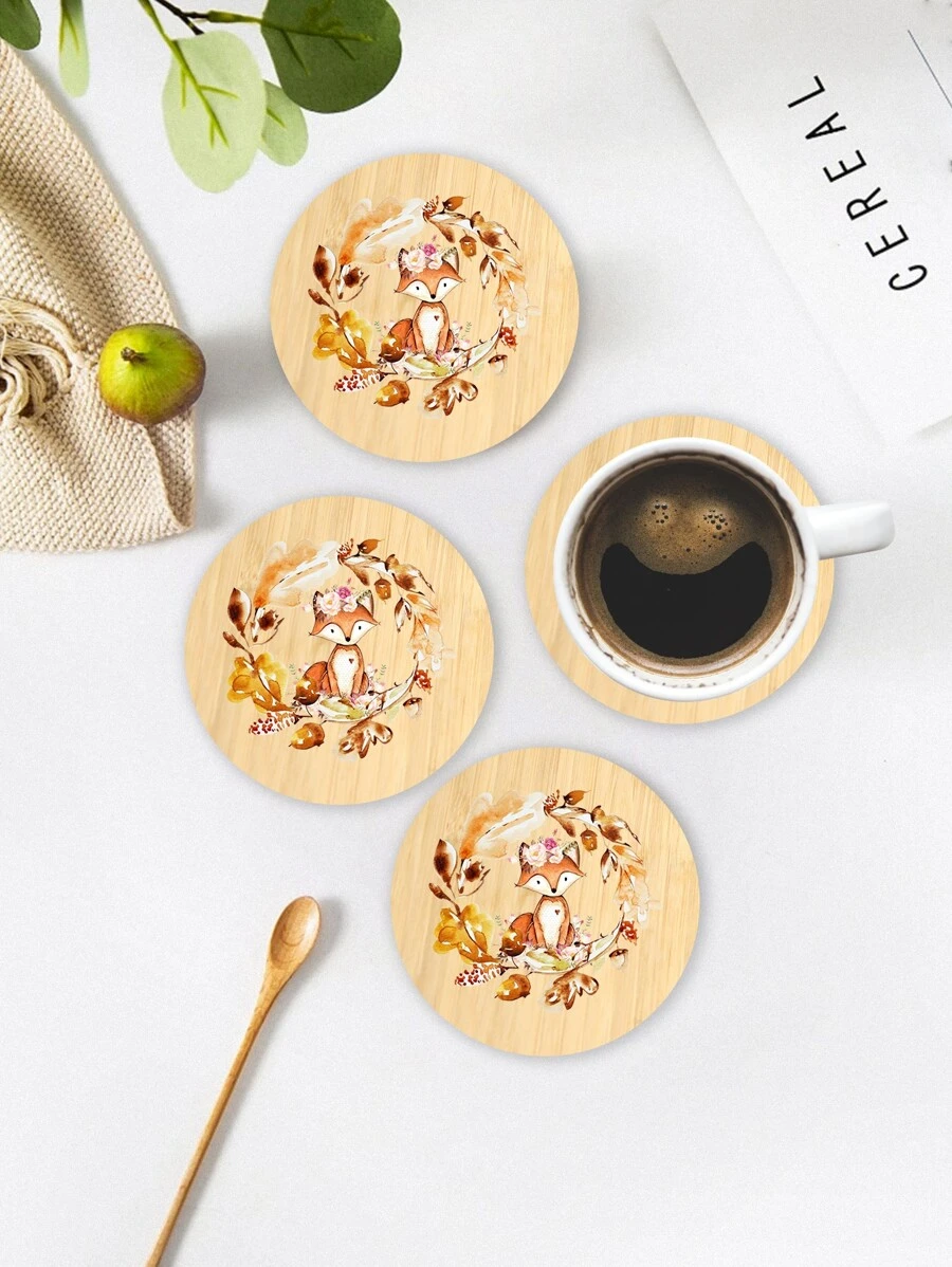 1pc Fox Pattern Coaster - Nhiều màu - Xem 1
