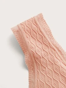 Plus Lace Trim Textured Bralet - Dusty Pink - View 3