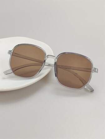 1 件男士时尚 PC 几何装饰眼镜，适合夏季海滩度假、户外、旅行