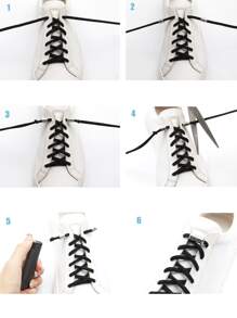 1pair Elastic No Tie Shoelaces With Capsule Buckle - Black - View 6