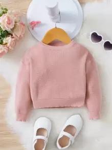 SHEIN Baby Waffle Knit Jumper - Baby Pink - View 1