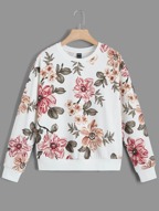SHEIN LUNE Floral Print Drop Shoulder Sweatshirt,Long Sleeve Tops In Fall/Winter