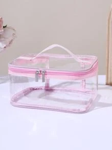 1pc Large Capacity Transparent Tote Cosmetic Bag, Cross-Border Hot Selling Makeup Travel Storage Organizer Hand Bag For Women Bags, Makeup Bag, Vanity, Make Up Bag, Organizer, Storage, Makeup Bags, Make Up Organizer, Organiser, Toiletry Bag, Desk Organiser, Cosmetic Bag, Makeup Pouch, Make Up Organize, Makeup Pouch, Makeup Bag, Vanity, Makeup Bags, Small Makeup Bag, Cosmetic Bag, Christmas Gifts, Pouch, Clutch / Small Handbag, Makeup Organizer, Pouch, Brush Holder, Mini Pouch, Large Capacity Pouch, Gifts Christmas Gifts, Gift Ideas For Women - Pink - View 3