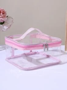 1pc Large Capacity Transparent Tote Cosmetic Bag, Cross-Border Hot Selling Makeup Travel Storage Organizer Hand Bag For Women Bags, Makeup Bag, Vanity, Make Up Bag, Organizer, Storage, Makeup Bags, Make Up Organizer, Organiser, Toiletry Bag, Desk Organiser, Cosmetic Bag, Makeup Pouch, Make Up Organize, Makeup Pouch, Makeup Bag, Vanity, Makeup Bags, Small Makeup Bag, Cosmetic Bag, Christmas Gifts, Pouch, Clutch / Small Handbag, Makeup Organizer, Pouch, Brush Holder, Mini Pouch, Large Capacity Pouch, Gifts Christmas Gifts, Gift Ideas For Women - Pink - View 4