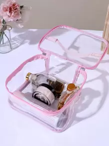 1pc Large Capacity Transparent Tote Cosmetic Bag, Cross-Border Hot Selling Makeup Travel Storage Organizer Hand Bag For Women Bags, Makeup Bag, Vanity, Make Up Bag, Organizer, Storage, Makeup Bags, Make Up Organizer, Organiser, Toiletry Bag, Desk Organiser, Cosmetic Bag, Makeup Pouch, Make Up Organize, Makeup Pouch, Makeup Bag, Vanity, Makeup Bags, Small Makeup Bag, Cosmetic Bag, Christmas Gifts, Pouch, Clutch / Small Handbag, Makeup Organizer, Pouch, Brush Holder, Mini Pouch, Large Capacity Pouch, Gifts Christmas Gifts, Gift Ideas For Women - Pink - View 6