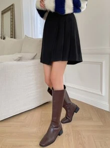 DAZY Zipper Back Pleated Panel Skirt Fall Skirts